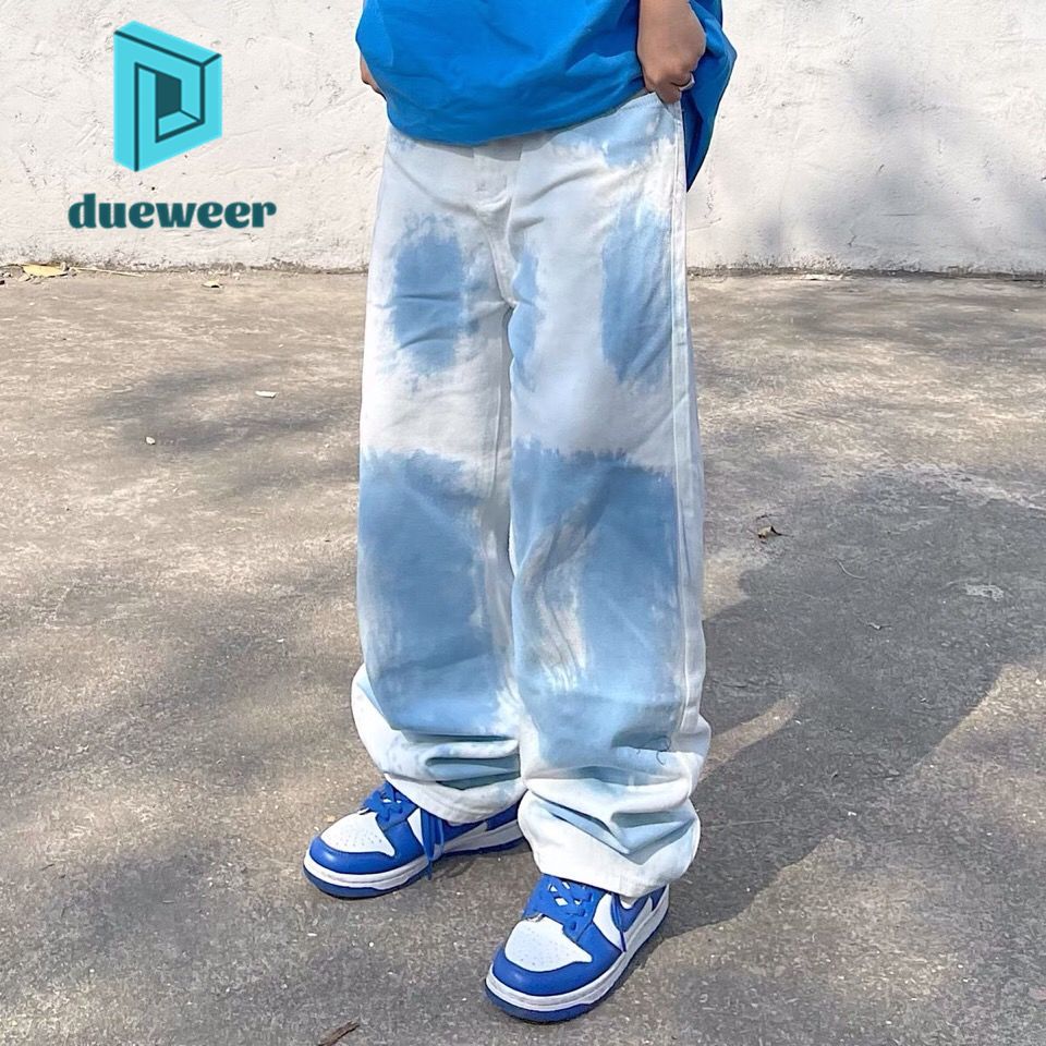 DUEWEER Mens Straight Jeans Sring Autumn Tie Dye Gradient Trousers Jeans Men Baggy Plus Size Office Harajuku Jeans Denim Pants