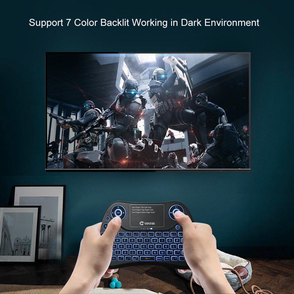 VONTAR TX2 Plus Air Fly Mouse English-Russian Wireless Mini Backlit Keyboard with Touchpad for Android TV BOX X96mini X96 HTPC