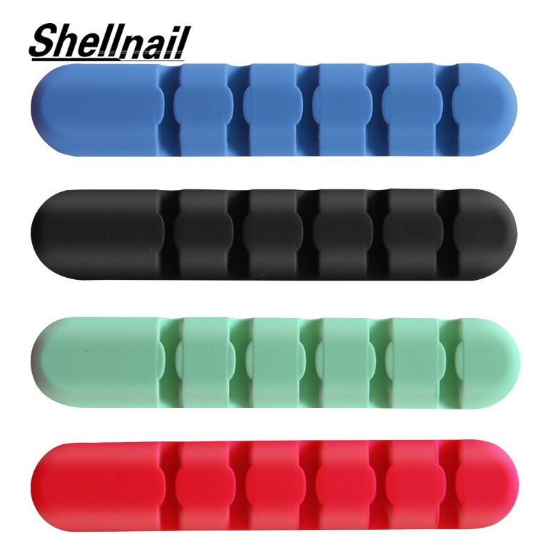 Shellnail cabo organizador de silicone usb cabo dobadoura flexível retenção de fio gestão clipes fone de ouvido titular do cabo protetor