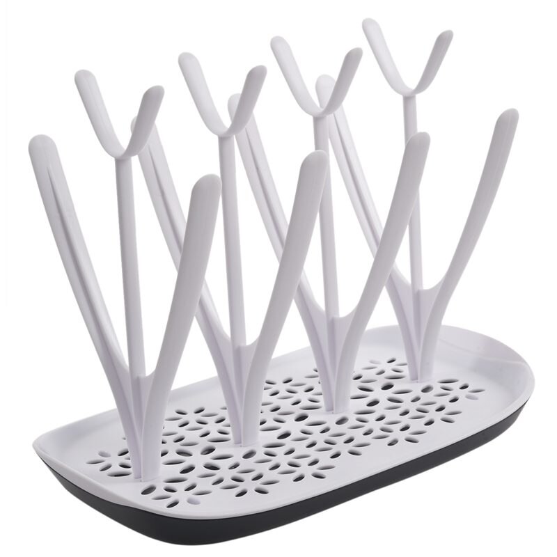 Babyflaskor torkställ avloppshylla kopphållare avtagbart flaskställ för 8 flaskor + tillbehör, vit: Default Title