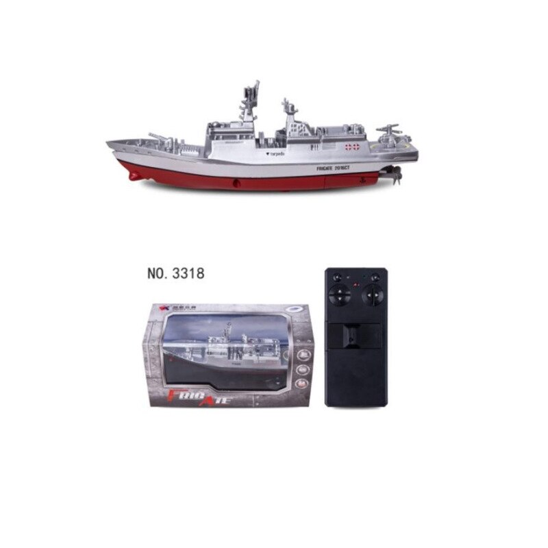 Portable Mini RC Racing Boat Strong Power Double Motor Remote Control Speedboat Rowing Escort Boat Water Children Model Toy: 3318-B
