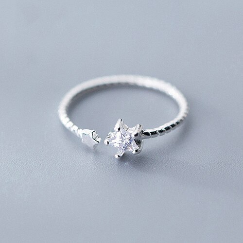 INZATT Real 925 Sterling Silver Zircon Round Triangle Cross Adjustable Ring For Women Fine Jewelry Punk Accessories: RY205