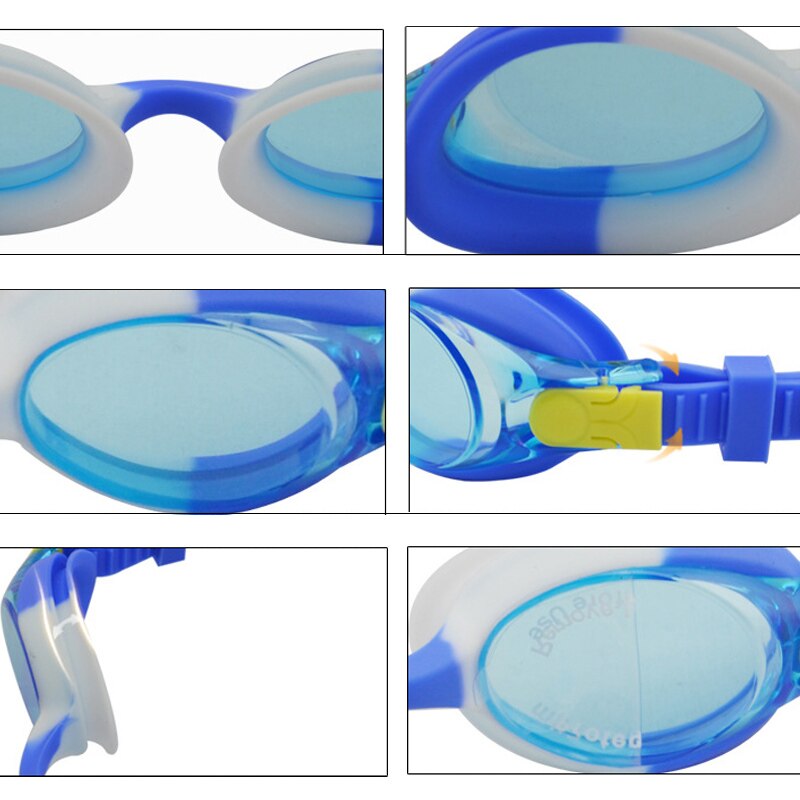 Gafas de natación para niños, gafas para la piscina para niños, marco de silicona transparente, correa ajustable HD, resistente al agua, Anti-Niebla, 6 colores