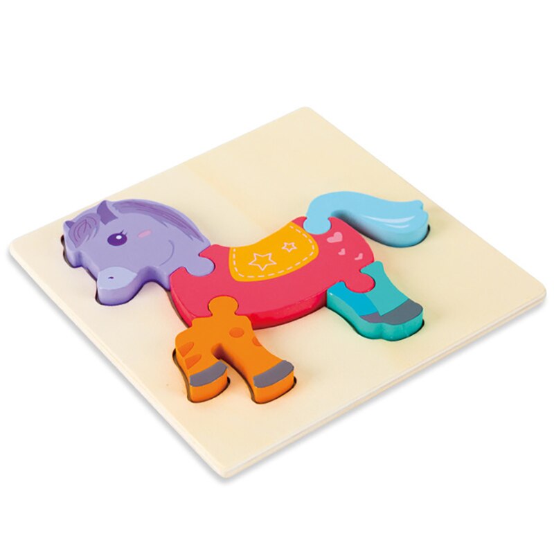 3D Wooden Puzzle Montessori Educational Toys Early Learning Cognition Kids Cartoon Grasp Intelligence Puzzle Toys