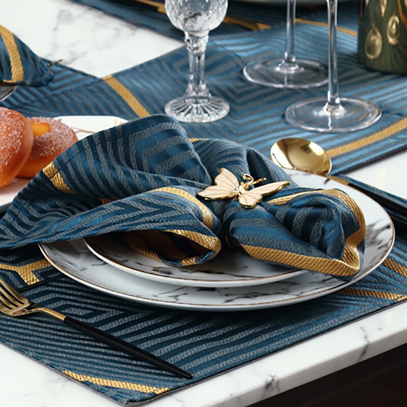 1 stuk eenvoudige gestreepte tafellaken servetten hotel bruiloft servetten placemat warmte-isolerende tafeldecoratie matten