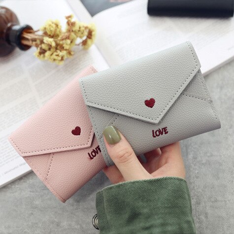 Kærlighed broderi bogstaver simple kvinder kort lille pung kvinder