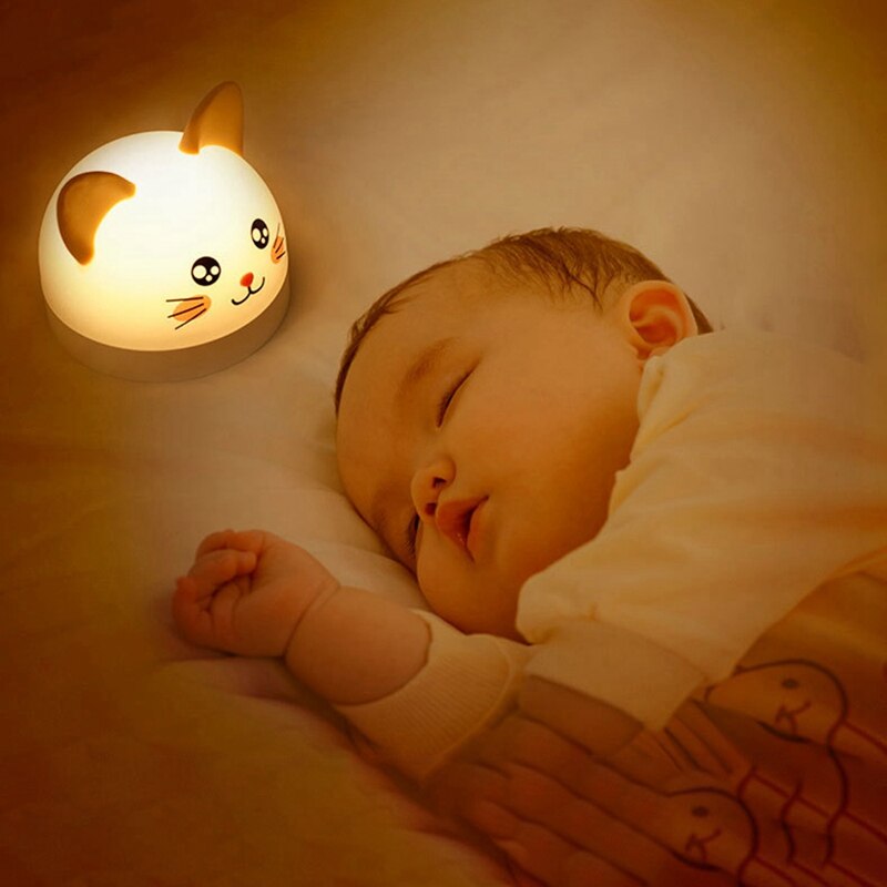 Réveil en forme de chat mignon pour enfants, 3 couleurs, LED, minuterie, veilleuse Rechargeable, pour enfants
