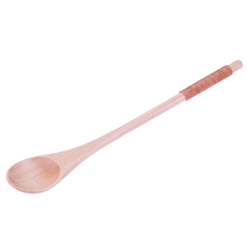 Houten Lepels Grote Lange Steel Lepel Kids Houten Lepel Rijst Soep Dessert Lepel Koffer Thee Mengen Servies 20.5X3X1 Cm: 2