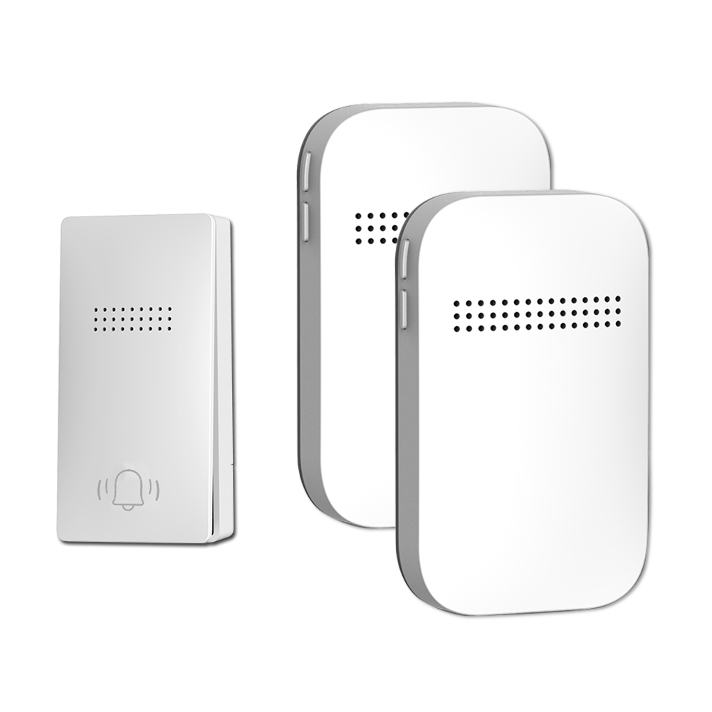 Timbre inalámbrico para exteriores, resistente al agua, No requiere batería, juegos de timbre de puerta autoalimentados, timbre cinético para el hogar y al aire libre: Marfíl