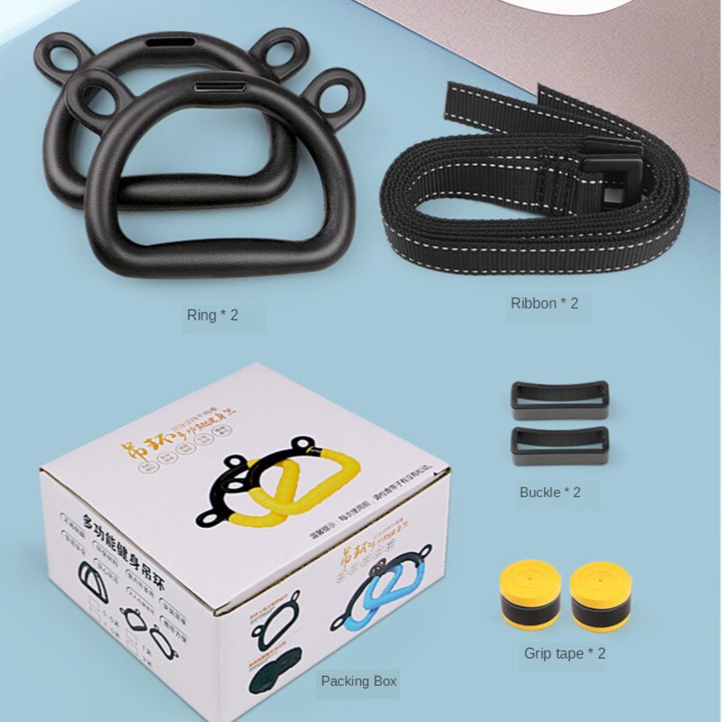 Kids Gymnastics Rings with Heavy Duty Adjustable Straps Hand Tapes for Fitness Pull-Ups Cross Strength Training Gym Equipment