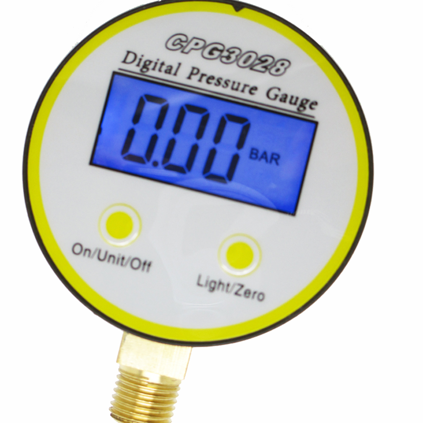 0-10bar G1/4 Brass Port Battery-Powered Digital Pressure Gauge ,Gas Psi/Bar/ Kg/m2/Kpa CPG3028
