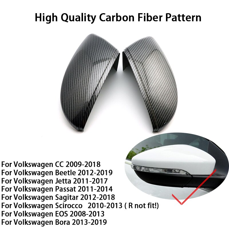 Carbon Look Side Wing Mirror Cover for VW Golf 7.5 MK7 7 GTD R GTI 6 Passat B7 CC Scirocco Polo 6R 6C MK6 Cap for Jetta 6 MKVI: Carbon Fiber Look -1