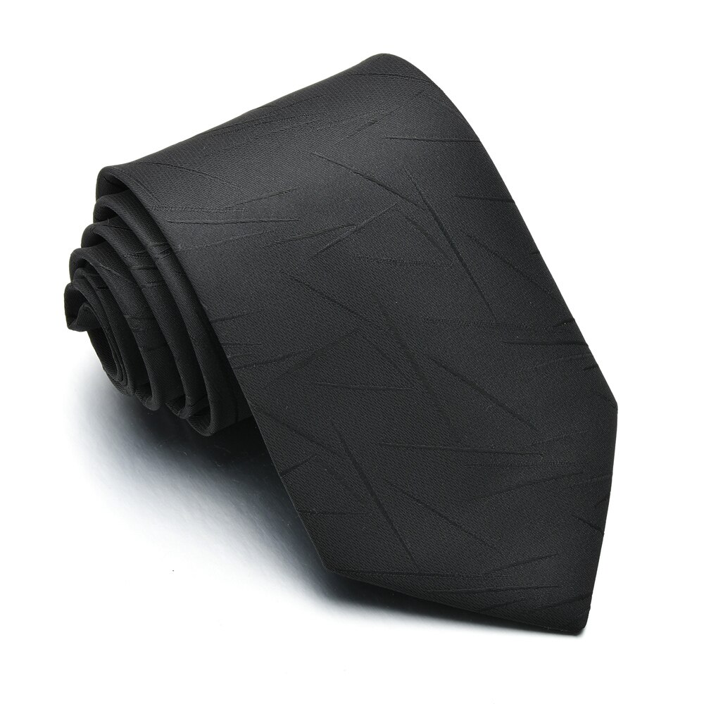 Klassiske menn slips business formell slips bryllup slips stripe hals slips cravat skjorte kjole tilbehør fest: Svart