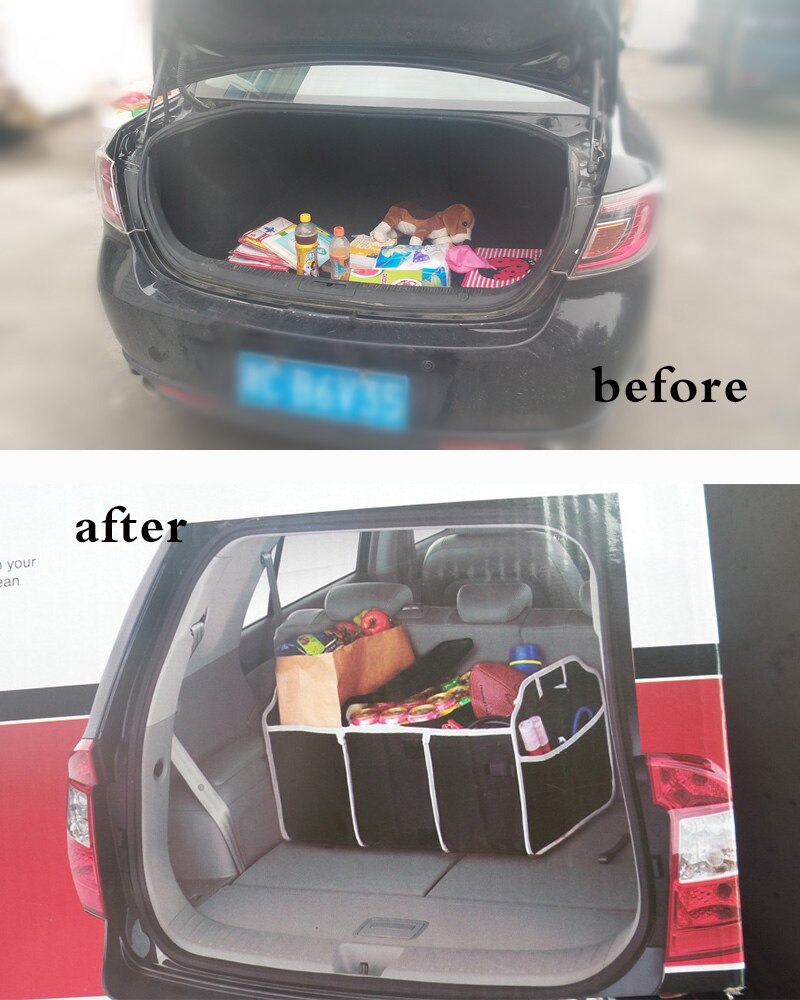 Boîte De Rangement Pliable 2 En 1 Coffre Voiture 70L - Chaise 200kg - Organisateur Voiture Noir