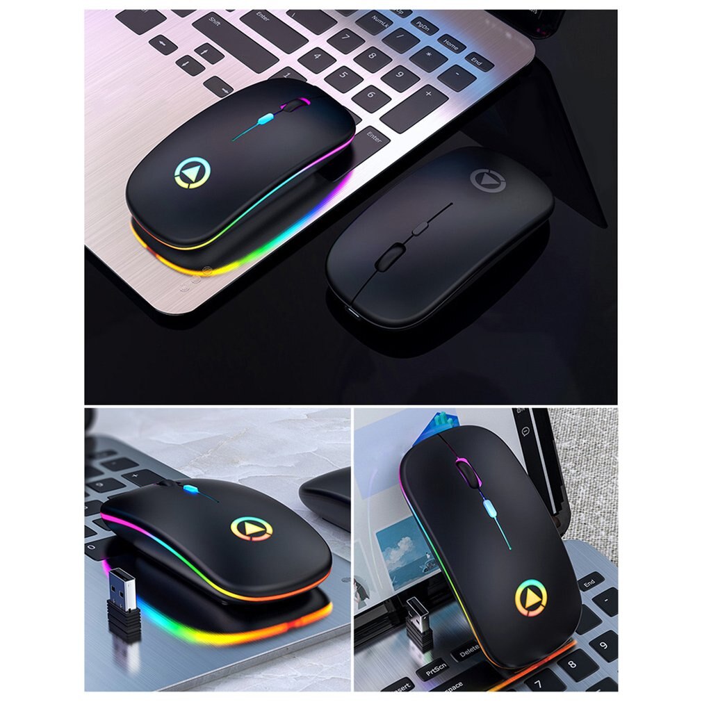 Backlit Mosue Silent Mute Rechargeable Wireless Mouse Computer Accessories for Home Office Games