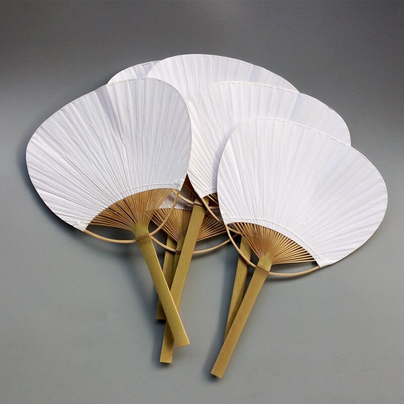 24Pcs/Lot Wedding White Paddle Fan For Wedding Decoration