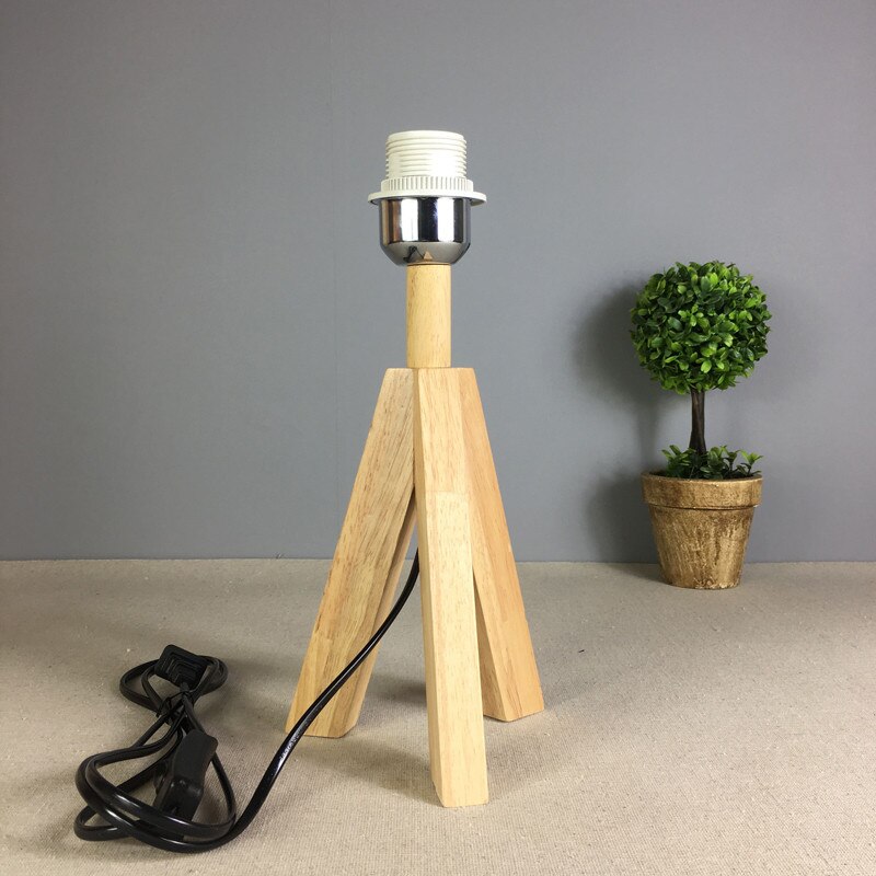 Support de lampe de Table en bois massif socle noir et blanc E27 support de lampe salon chambre chevet moderne Simple paquet de lampe de Table: I