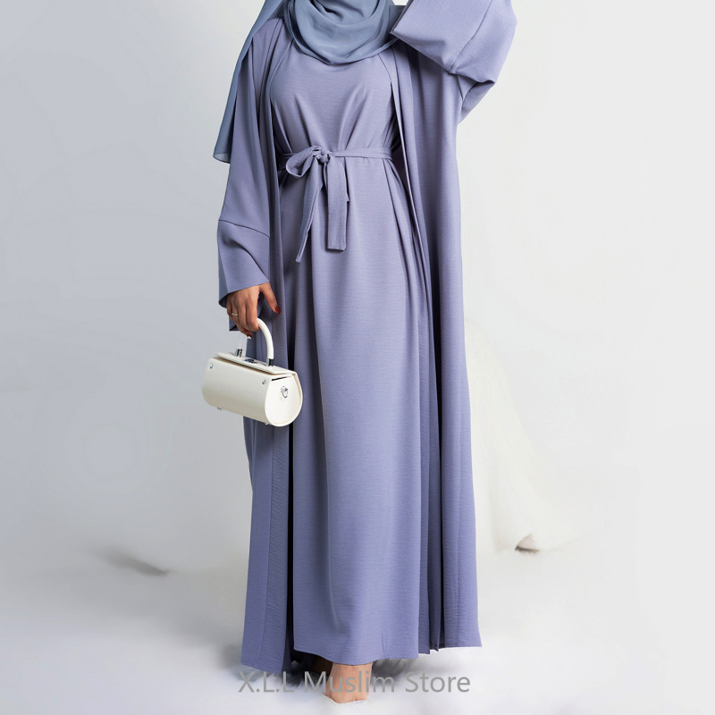 Abaya vestido Hijab sin mangas, conjunto musulmán a juego, bata islámica de lujo, vestido africano, Kimono marroquí, ropa de caftán, 2 uds./Set