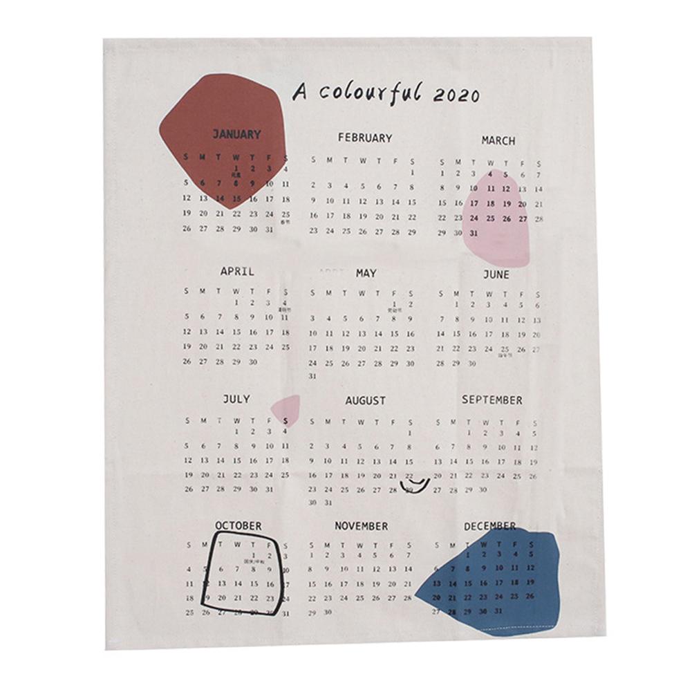 År bomull klut vegg henger kalender daglig planlegger klut trykt kalender hjemmekontor dekor: C