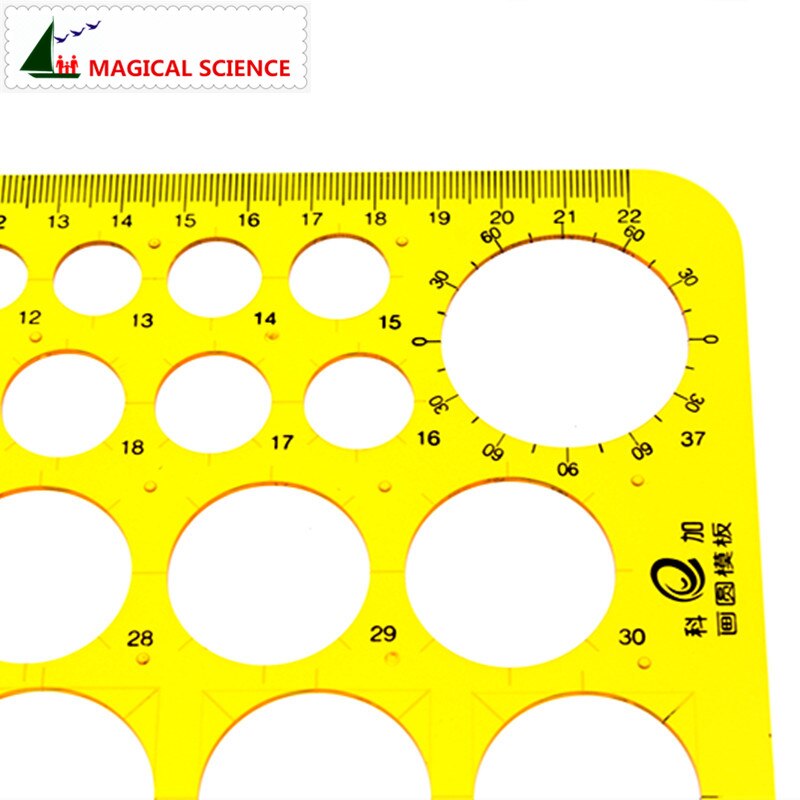 22cm gennemsigtige plastik cirkulær tegneskabelon tegnecirkel tavle lineal til studerende designere  kj010