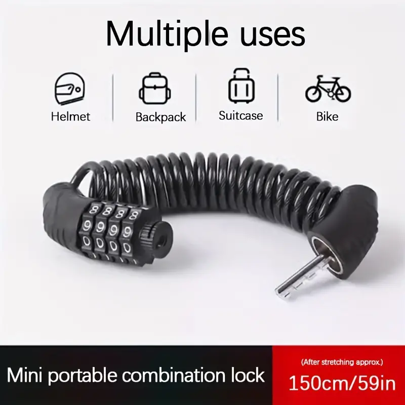 1 st Fietsslot Draad Touw Kettingslot Combinatieslot Mountainbike Motorfiets Anti-diefstal Wachtwoord Tas Slot Helm Slot