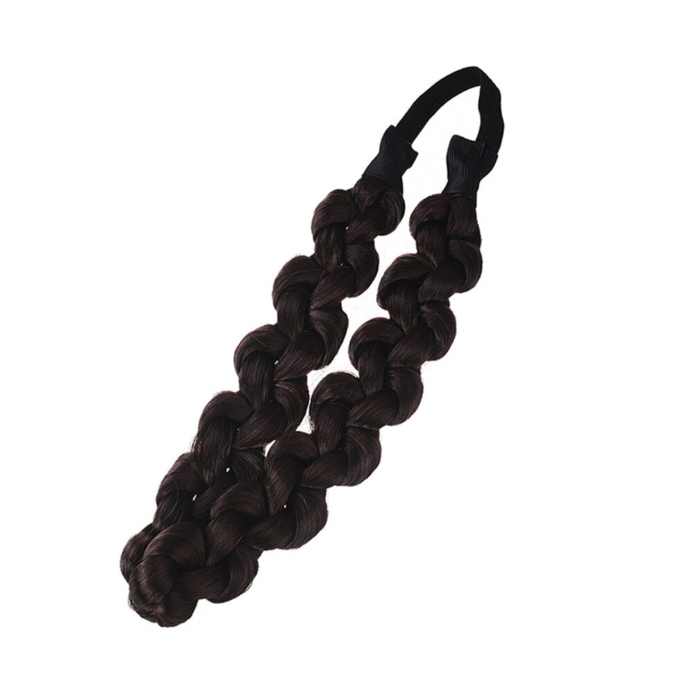 Syntetisk paryk twist hårbånd fletninger hårtilbehør kvinder boheme fletning elastisk pandebånd stretch bandana: Mørk kaffe