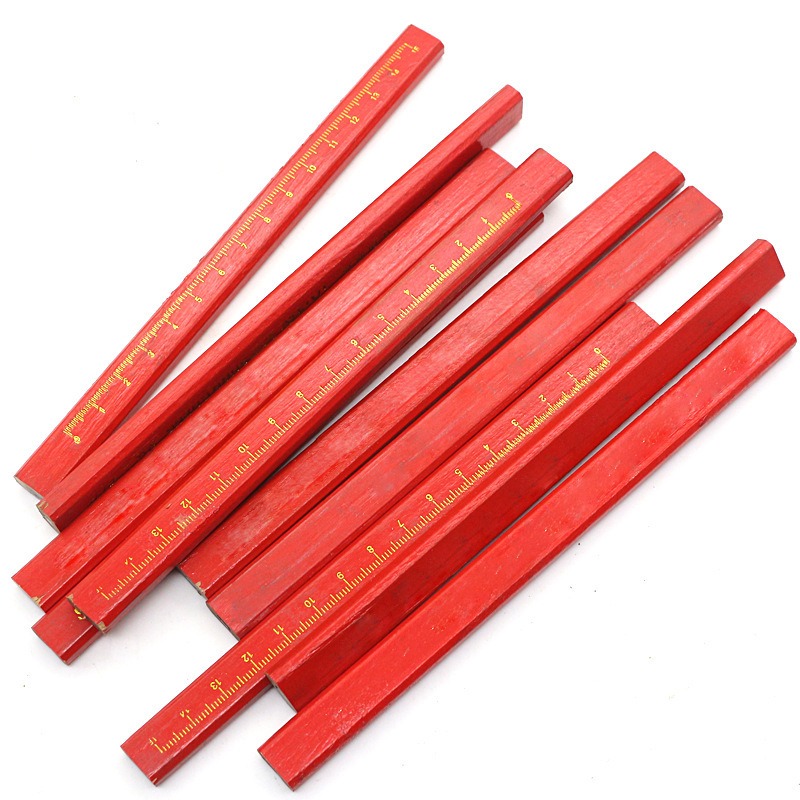 3/5/10 Stück achteckiges quadratisches rotes Bleistift-einstellen für Schreiner, Holzbearbeitung, Zeichenwerkzeuge, Zimmerei-spezifischer achteckiger quadratischer Bleistift