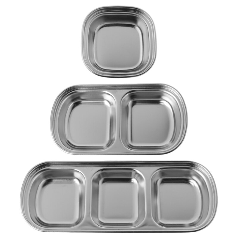 1- gitter / 2- gitter / 3- gitter rustfrit stål assorteret salatsauce dyppefad bakke skål køkkenservice