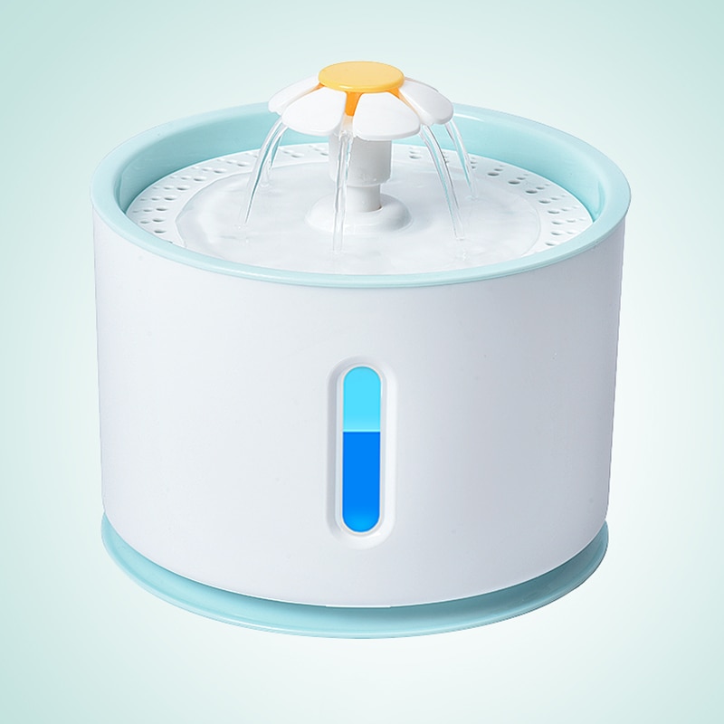Fuente de agua para gato y perro, alimentador de agua eléctrico automático, contenedor, pantalla LED de nivel de agua para perros y gatos, bebida: Plastic Blue