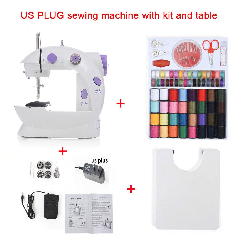 Mini Portable Handheld sewing machines Stitch Sew needlework Cordless Clothes Fabrics Electrec Sewing Machine Stitch Set 16: US with Kit table