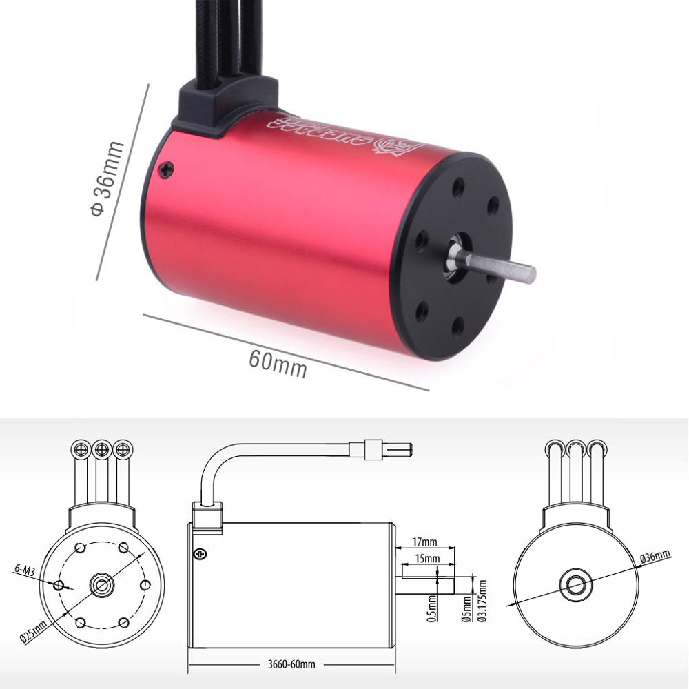 Surpass Hobby Waterproof 3660 Brushless Motor 3.175mm 2200/2600/3100/3500/4200KV 80A ESC for 1/10 GTR Lexus RC Cars 2S 3S