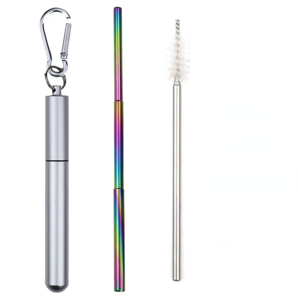 304 Stainless Steel Telescopic Straw Travel Reusable Portable Foldable Metal Beverage Milk Tea Straw: 5