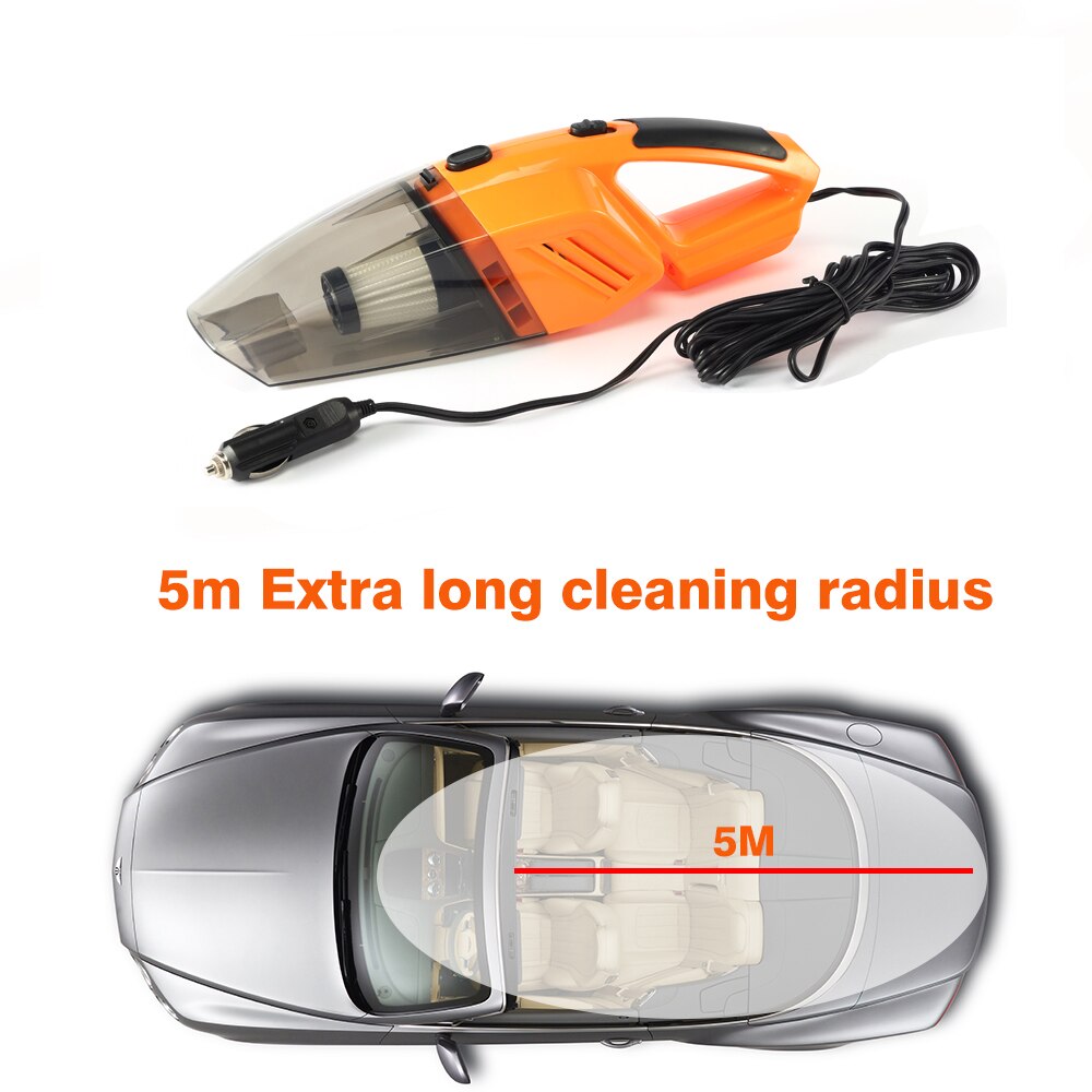 Autostofzuiger 120w 12v handheld mini met led-lampje, nat en droog, dubbele krachtige reiniger voor auto's en voertuigen