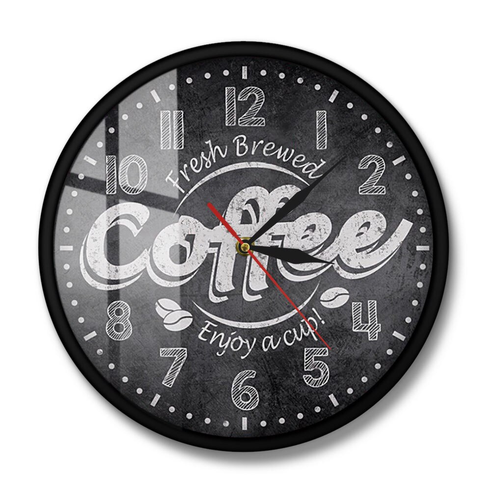 Fresh Brewed Coffee Enjoy A Cup Of Wall Clock Coffee Kitchen Wall Clock Coffee Shop Cafe Bar Wall Decor For Coffee addicts