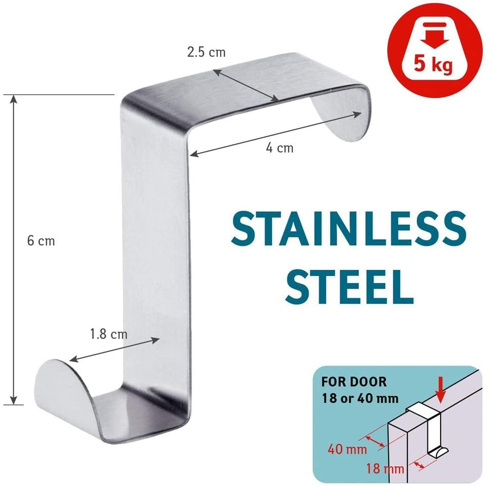 Crochet de tiroir réversible en acier inoxydable, 2 pièces, porte-serviettes, pour porte de placard, porte-manteau de cuisine ou de bureau