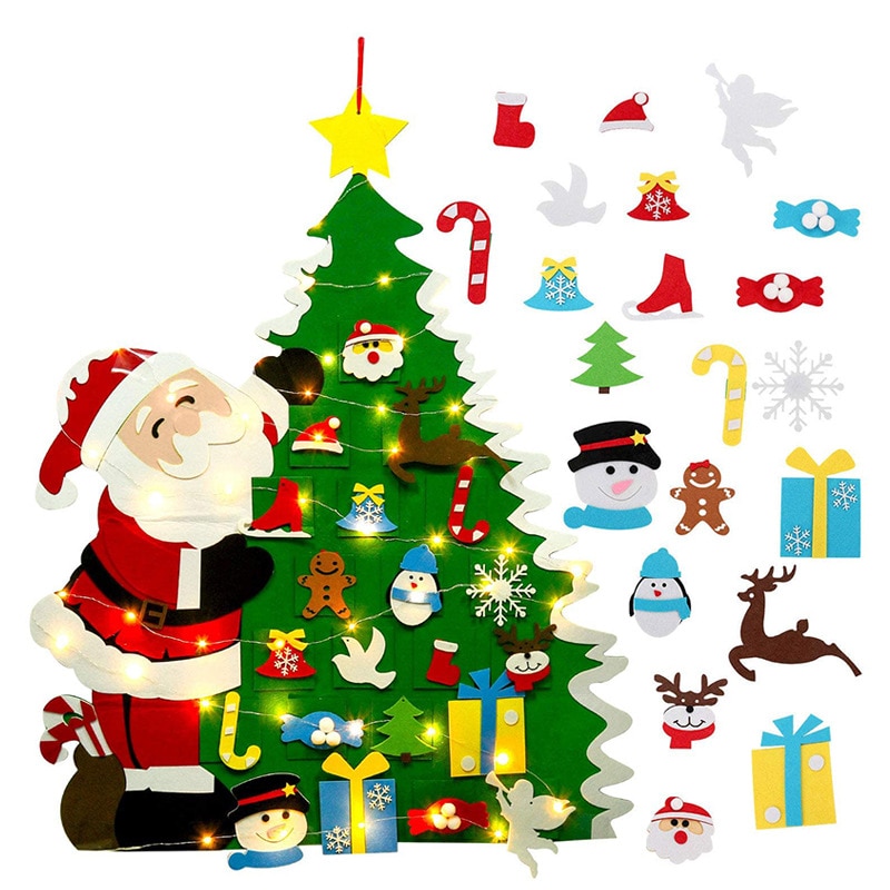 Luanqi juletræ filt dekorationer til hjem julemanden diy filt xmas træ ornamenter natale noel år natal