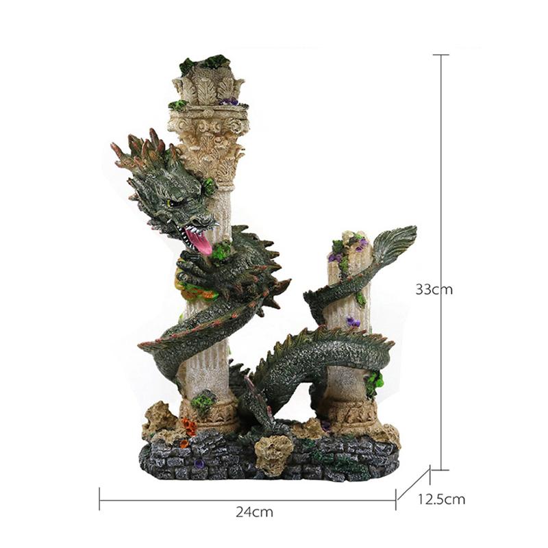 1pc Chinese Dragon Ornament Fish Tank Landscaping Decoration Resin Craft Aquarium Artificial Mountain Ornament
