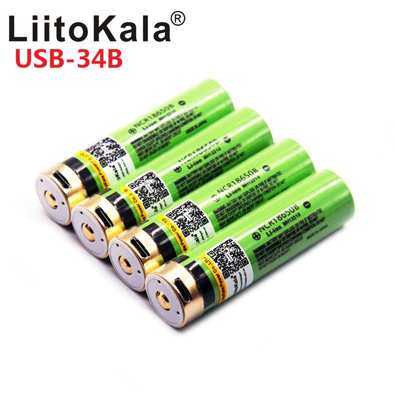 2019 LiitoKala USB 3.7V 18650 3400mAh Li-Ion USB Batteria Ricaricabile Con Indicatore LED Luce DC-Ricarica