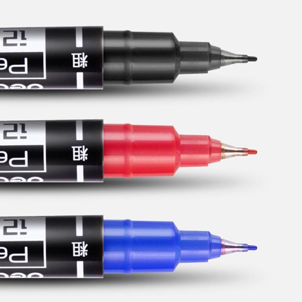 3pcs/pack Twin Tip Permanent Markers, Fine Point, ( Red Ink, Blue, Black, ) 0.5mm-1mm U9T2
