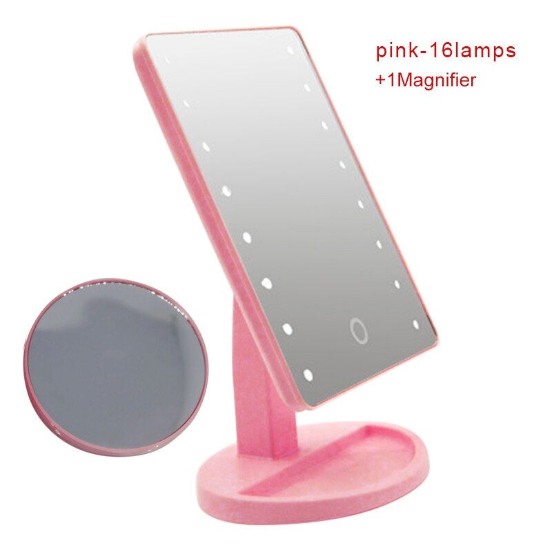Intelligent Adjustable Brightness 16 Lamps/22 Lamps LED Illuminated 10x Makeup Mirror wyt77: 11