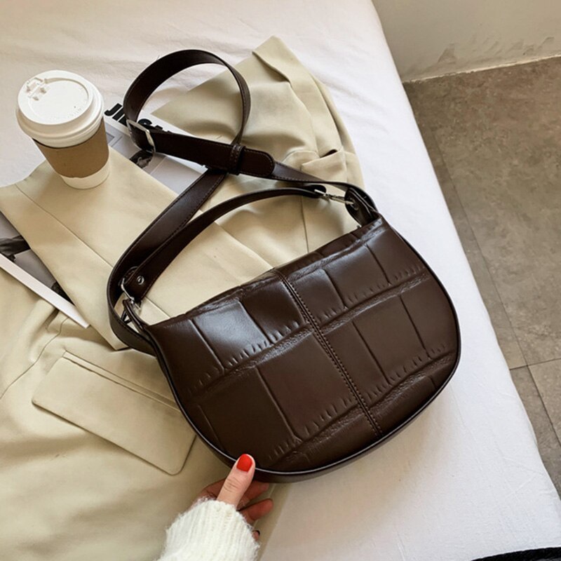 Jahrgang Stein aufbringen Kleine PU Leder Umhängetaschen Für Frauen Winter Neue Schulter Bote Tasche Damen Handtaschen Und Geldbörse: Kaffee
