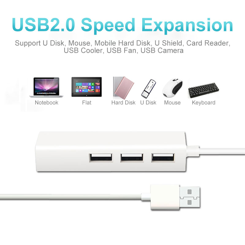 USB Ethernet Adapter USB 2.0 Zu RJ45 Lan Hub USB 3 Hafen Netzwerk Karte Für XiaoMi Kasten Für Mac OS Tablette LapPC schalter Ethernet USB