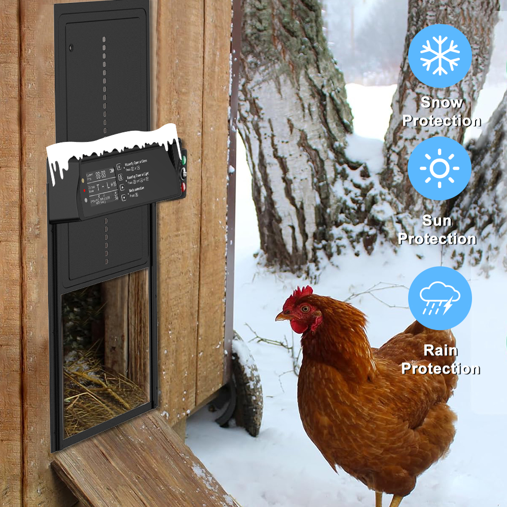 Automatic chicken coop door, solar aluminum chicken coop door with timer and light sensor, all aluminum chicken coop door opener