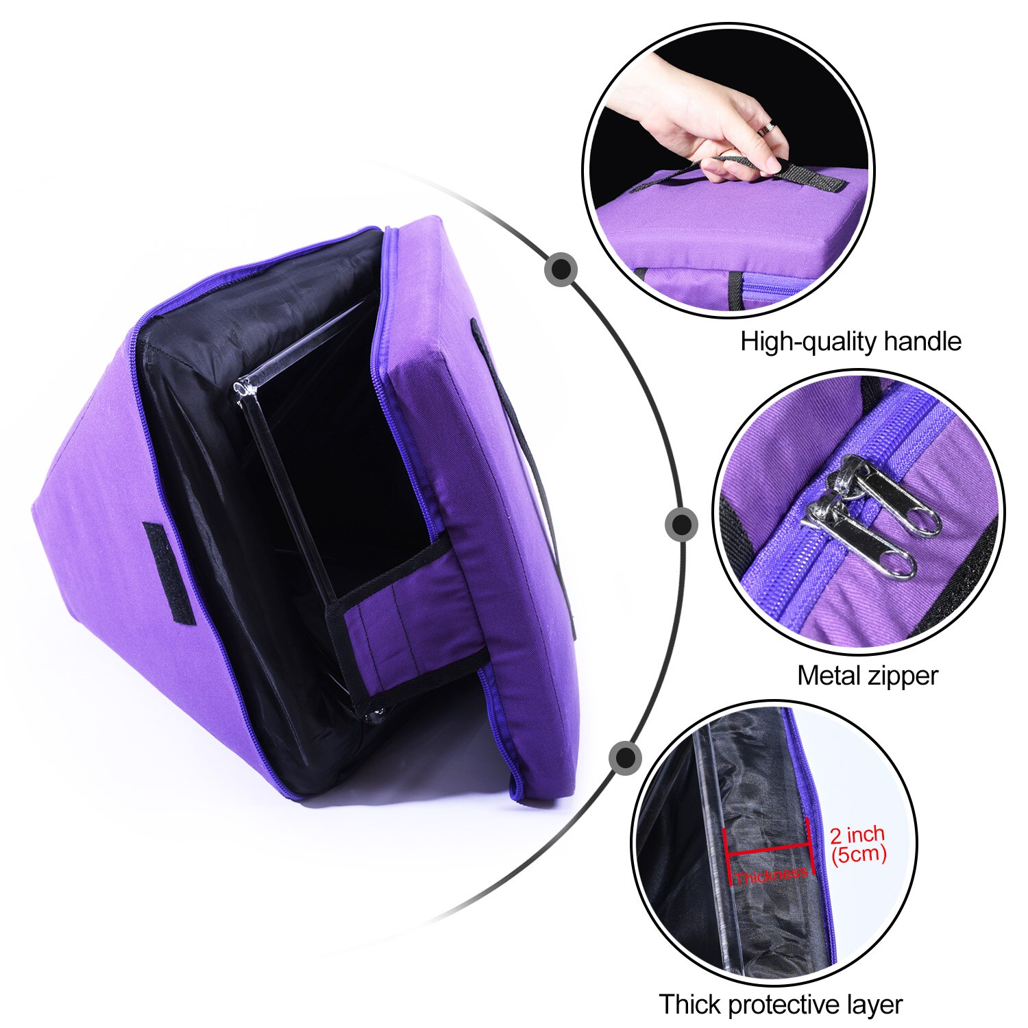 CVNC 12 Inch Heavy Duty Canvas Carrier Bag for 12" Crystal Singing Pyramid-Purple