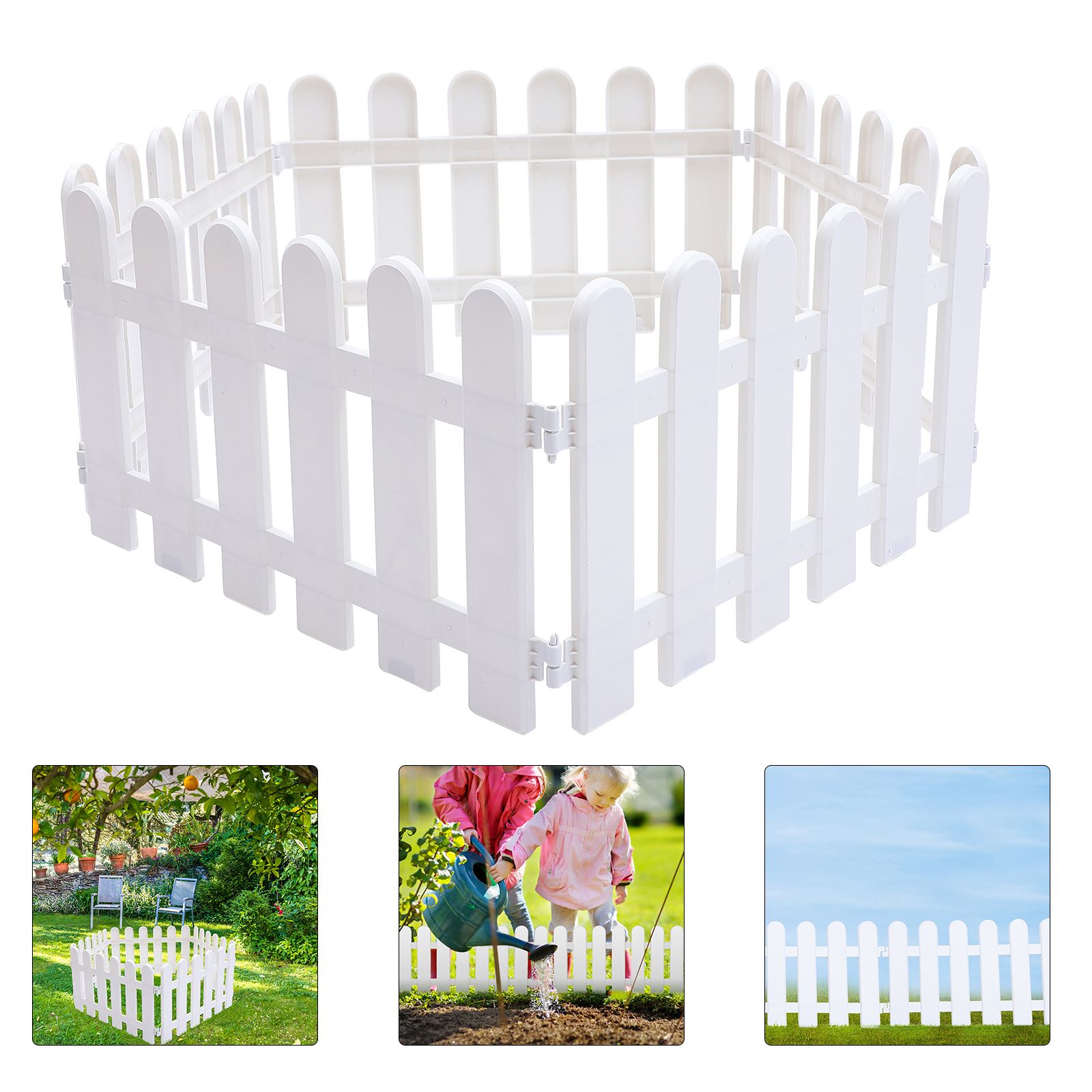5 Stück Gartenzaun Kanten Grenze Rasen weiß dekorative Streikposten Kunststoff draussen Barriere Blume Haustier Zäune Hof Paneele Weg Kanten