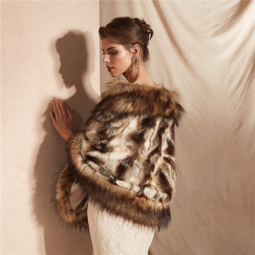 Janevini bont imitatie winter bolero sjaal wikkel bruidsmantel vrouwen trouwjurk cape voor gala feest accessoires