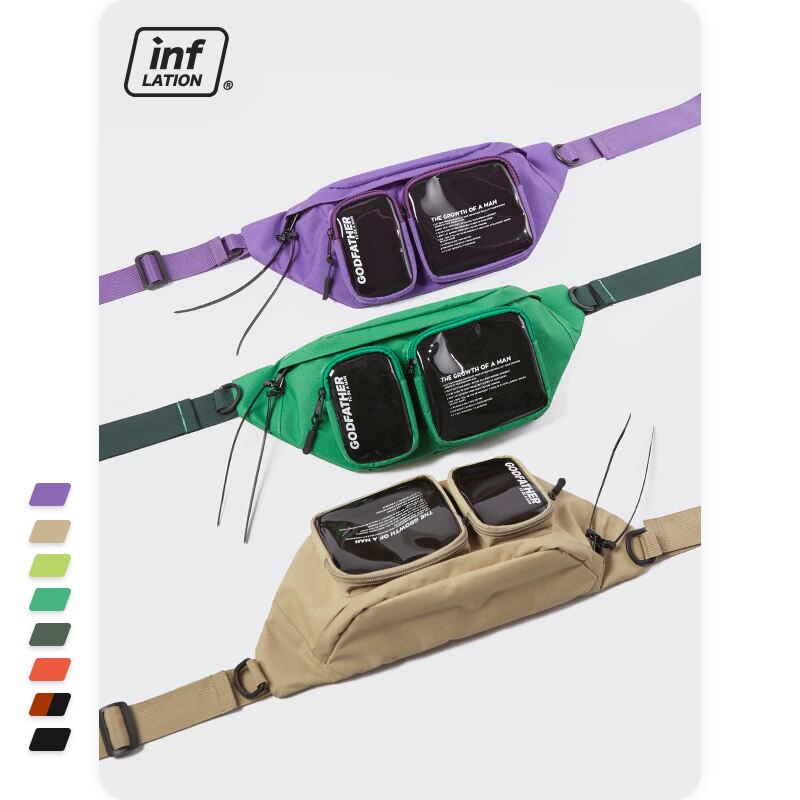 inflacja multi-kieszeń podwójna odzież uliczna na zamek błyskawiczny talia worek przezroczysty piterek saszetka na pasek przeźroczyste tworzywo sztuczne duża nerka 228AI2019