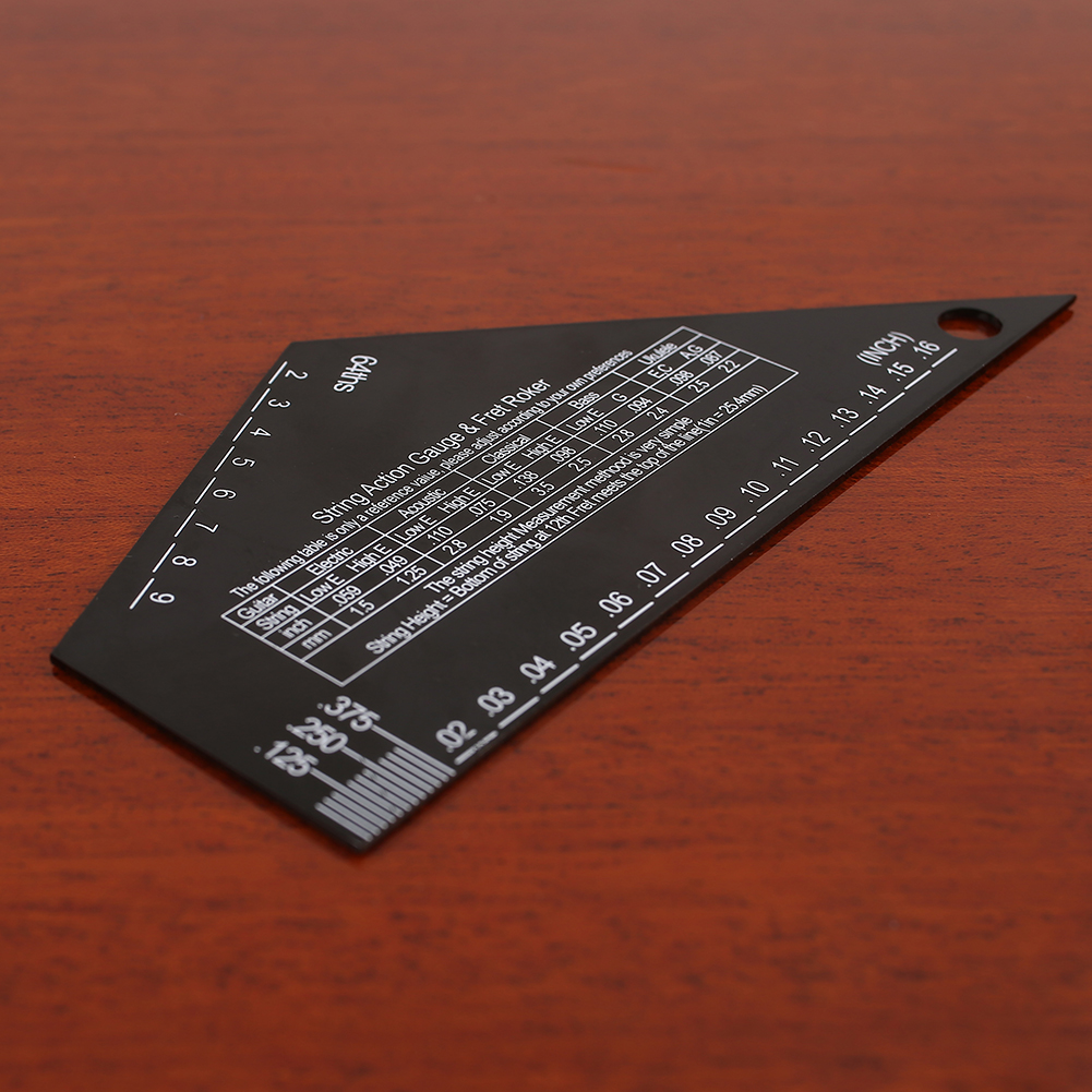 Edelstahl Gitarrensaiten Action Gauge Fret Rocker Fret Leveling Guide String Height Gauge für Gitarre Leveling Luthier Tool