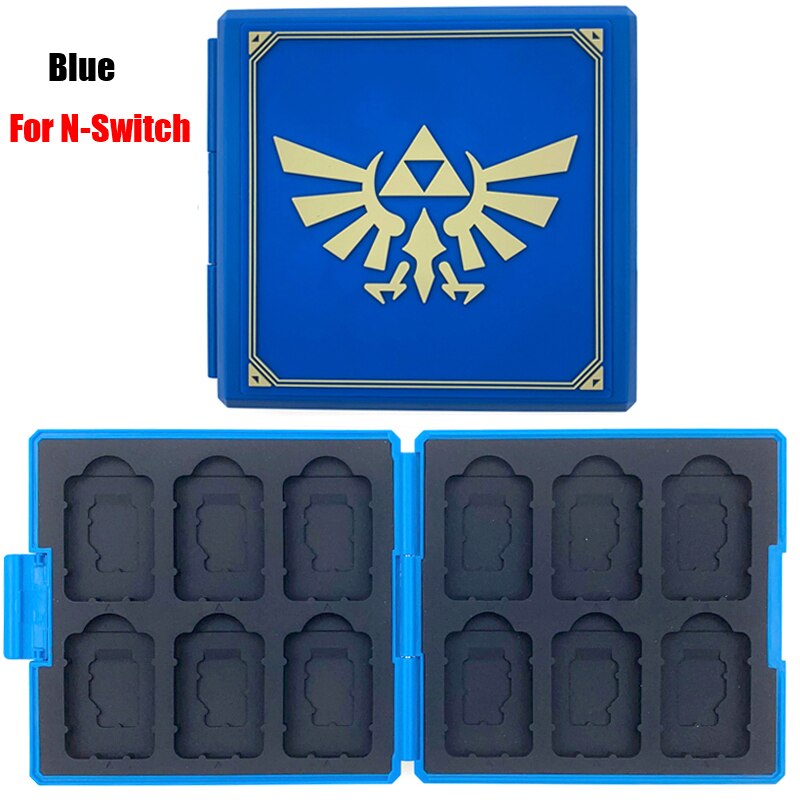 12in1 para Nintend interruptor estuche de tarjetas de juego protectora dura de la cubierta de la caja de almacenamiento para NS juegos de memoria SD /Micro SD tarjeta caso: BLUE for Switch