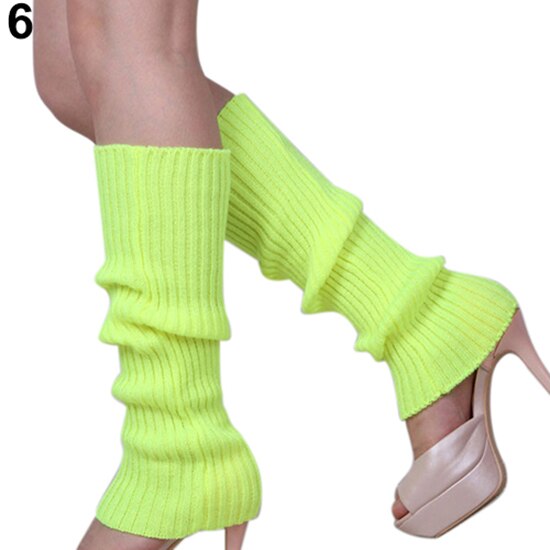Frauen Bein Wärmer Solide Süssigkeit Farbe betroffen Winter Beinlinge verlieren Stil Stiefel Socken: fluoreszierend Gelb